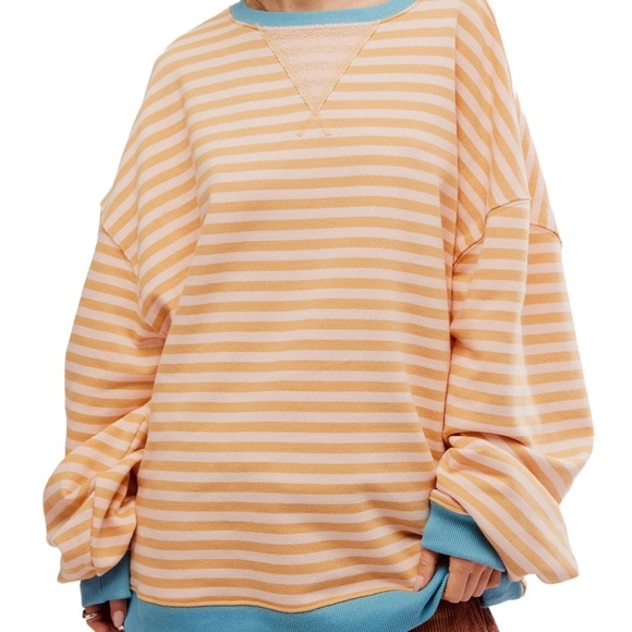 Free people We The Free Peach and Teal Striped Sweater - Picture 5 of 13